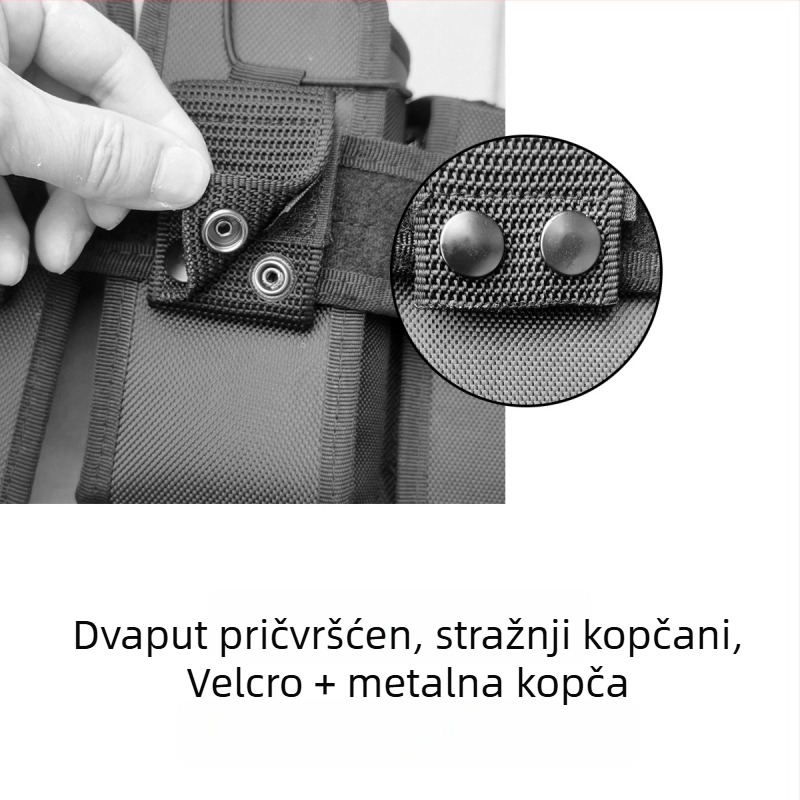 Unisex šestodijelni set pojaseva s torbom za bocu vode i radnom torbom; materijal: 1680D Oxford tkanina; spona od legure; zaključivanje kopčom; debeli stil (>4 cm); sportski stil