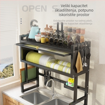 Stalak za posuđe na kuhinjskom pultu, od ugljičnog čelika, bez ugradnje, moderan jednostavan stil