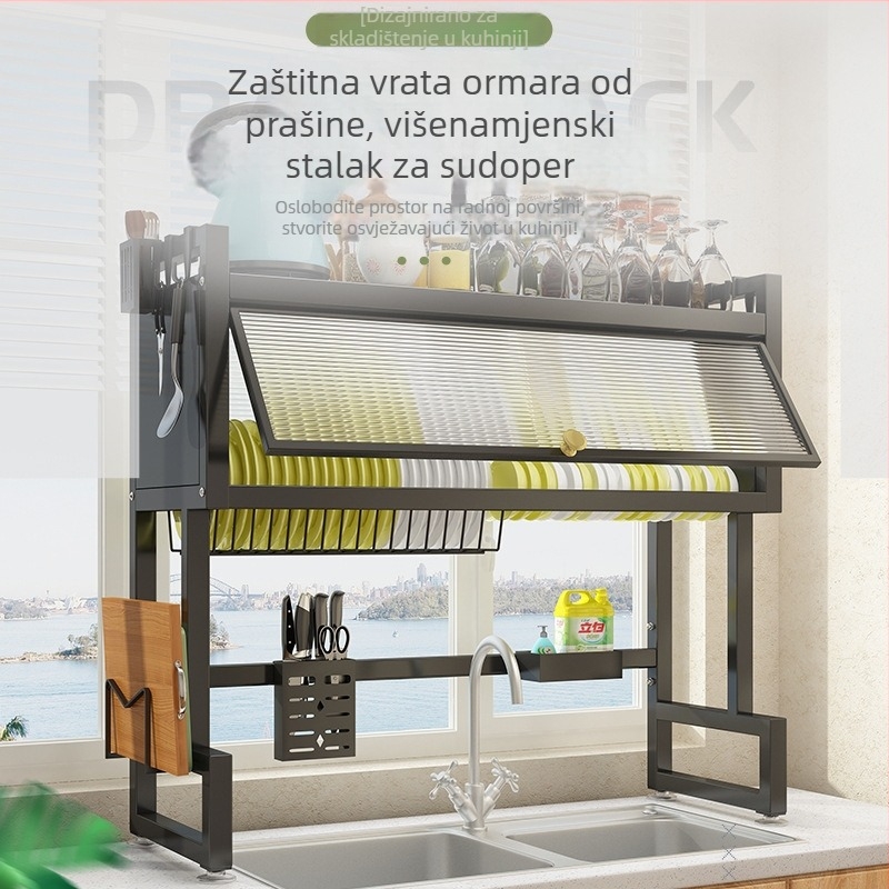 Stalak za posuđe na kuhinjskom pultu, od ugljičnog čelika, bez ugradnje, moderan jednostavan stil