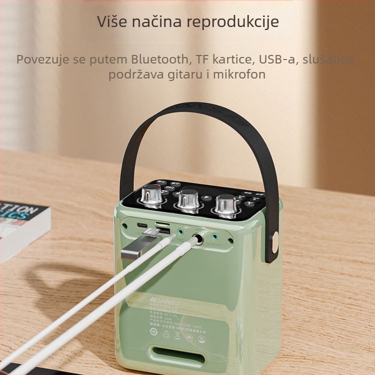Landscape prijenosni karaoke zvučnik T80, s mikrofonom, Bluetooth, USB i karticom, snažan bas