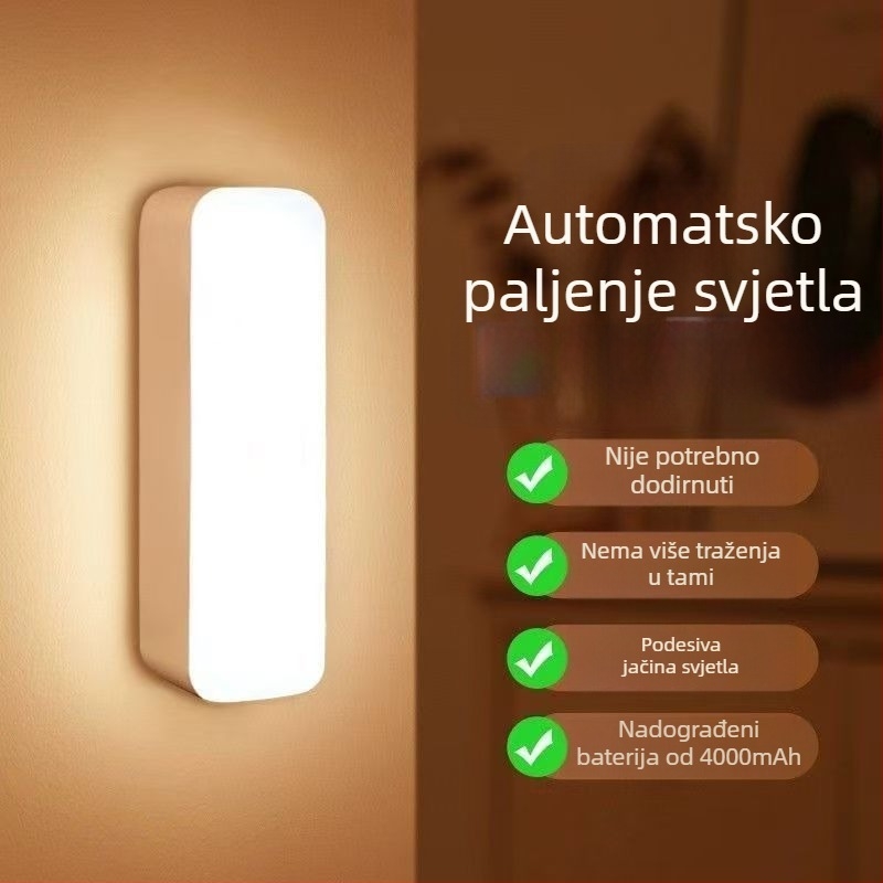Noćna lampica sa senzorom pokreta, punjiva, svijetli na pokret, pogodna za kućnu upotrebu, uz krevet, hodnik i kupaonu