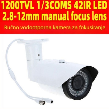 Kamera za nadzor 1200TVL, 1/3-inčni CMOS, 4 mm objektiv, IR osvjetljenje do 50 m, napajanje DC 12V