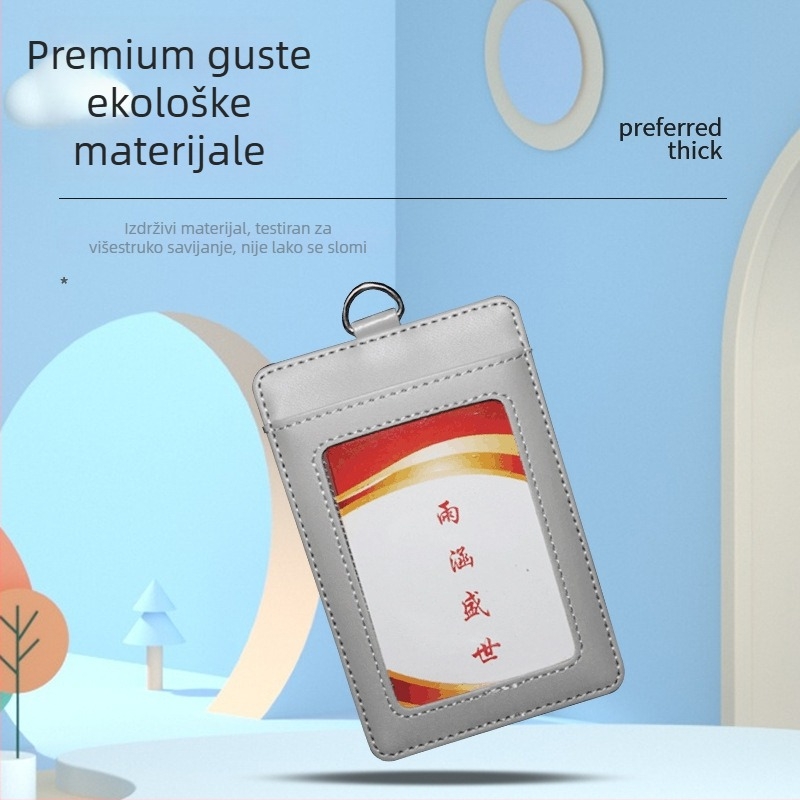 Kožna futrola za kartice s 3 pretinca, lančić s lako izvučnim zatvaračem, unisex poslovni stil