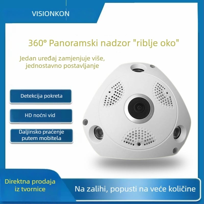 Panoramska VR fisheye kamera, 360° bez mrtvih točaka, pametna HD WiFi bežična kamera za nadzor