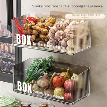 Zidni kuhinjski organizator za pohranu povrća — plast MM-WM-150, jednoslojni, nosivost 20, bez bušenja