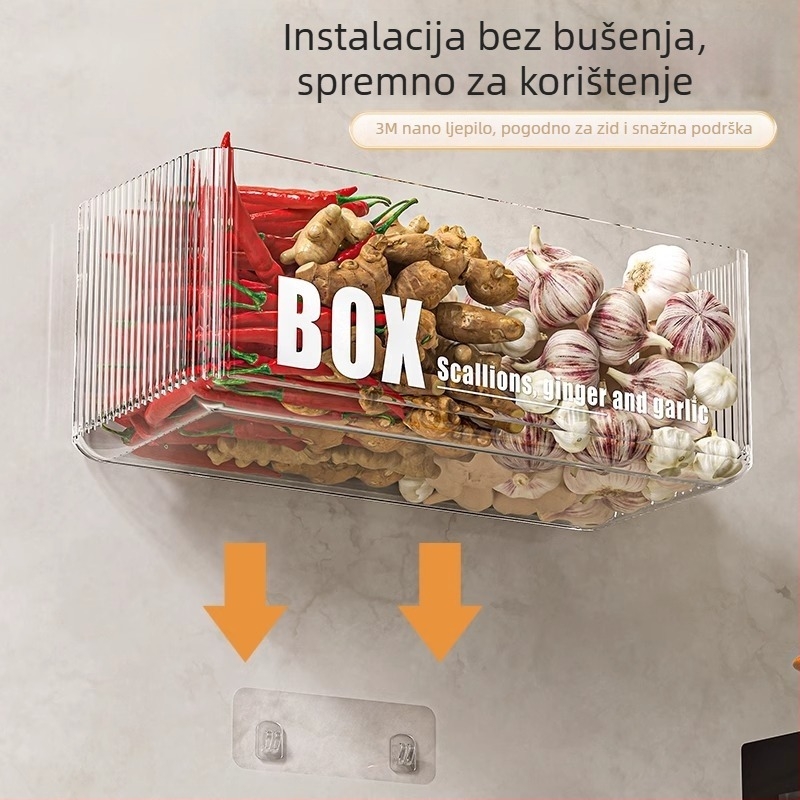 Zidni kuhinjski organizator za pohranu povrća — plast MM-WM-150, jednoslojni, nosivost 20, bez bušenja