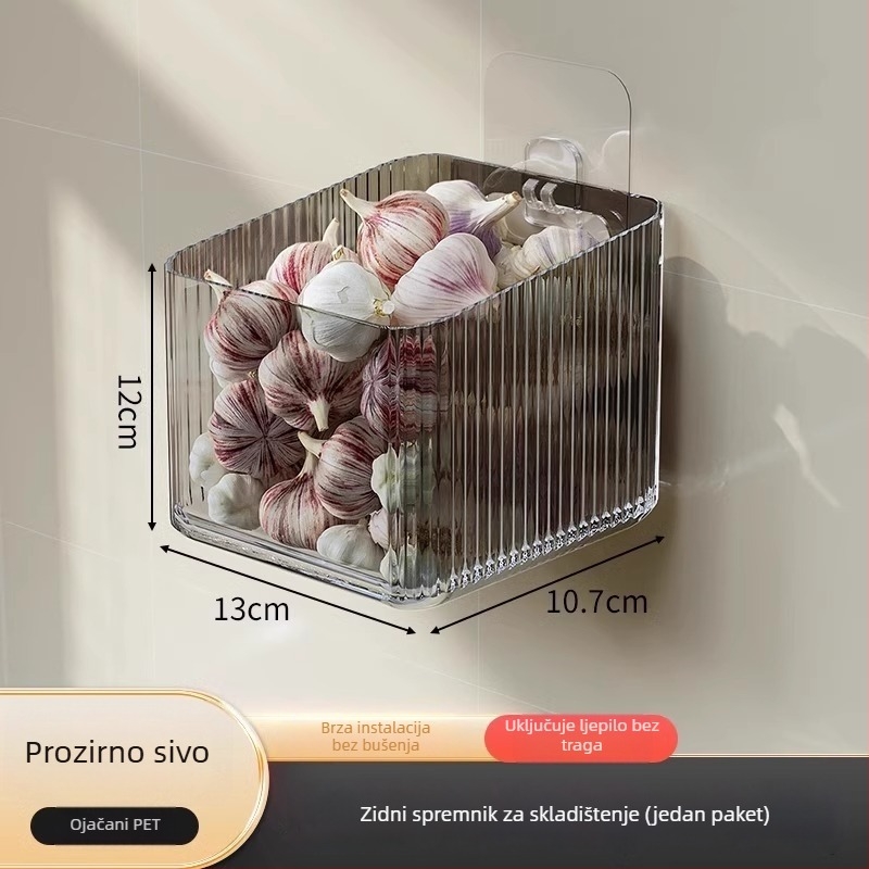 Zidni kuhinjski organizator za pohranu povrća — plast MM-WM-150, jednoslojni, nosivost 20, bez bušenja