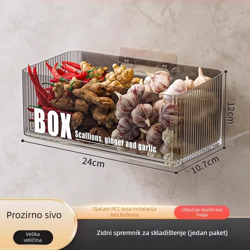 Zidni kuhinjski organizator za pohranu povrća — plast MM-WM-150, jednoslojni, nosivost 20, bez bušenja