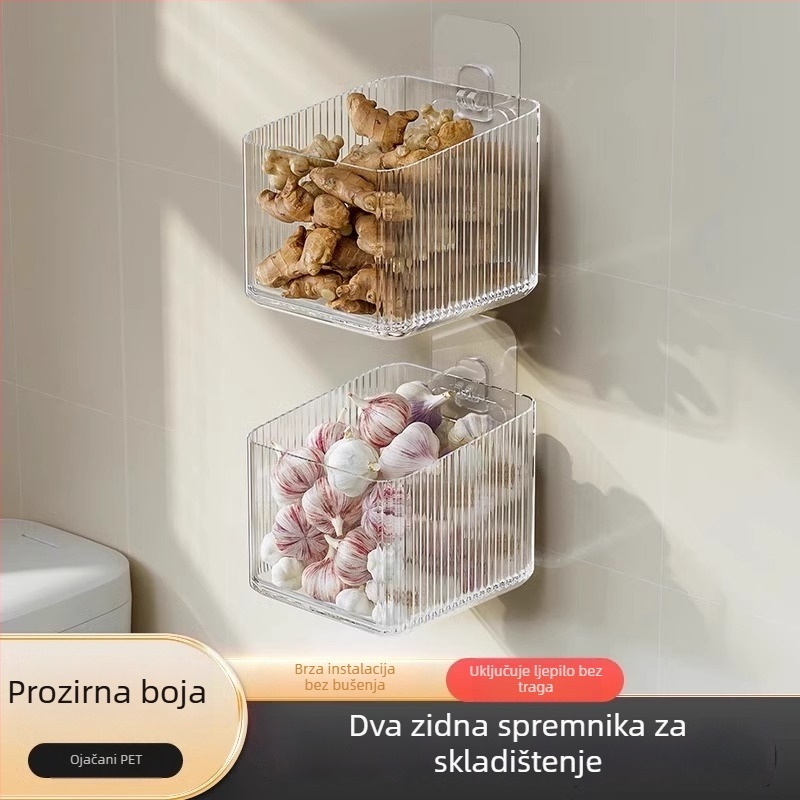 Zidni kuhinjski organizator za pohranu povrća — plast MM-WM-150, jednoslojni, nosivost 20, bez bušenja