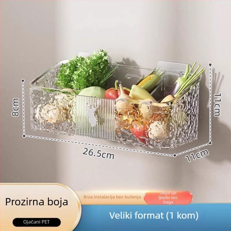 Zidni kuhinjski organizator za pohranu povrća — plast MM-WM-150, jednoslojni, nosivost 20, bez bušenja