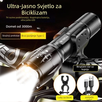 LED prednja svjetiljka za bicikl – ultra jaka, punjiva, za unutarnju i vanjsku upotrebu
