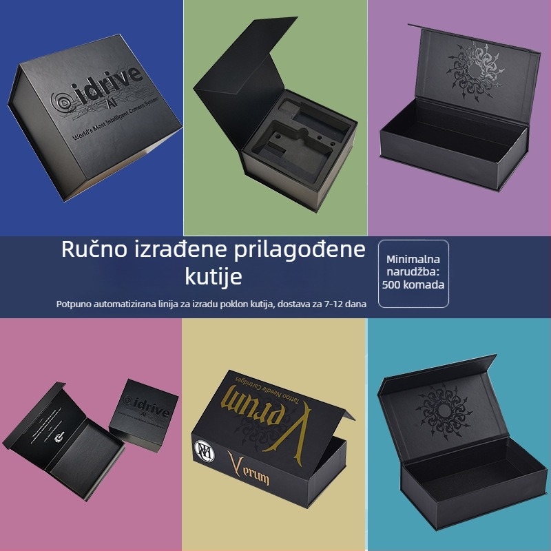 Prilagodljiva magnetska kutija s preklopnim poklopom u obliku knjige za pakiranje kozmetike i digitalnih proizvoda, UV darovna kutija, papir 1200 g