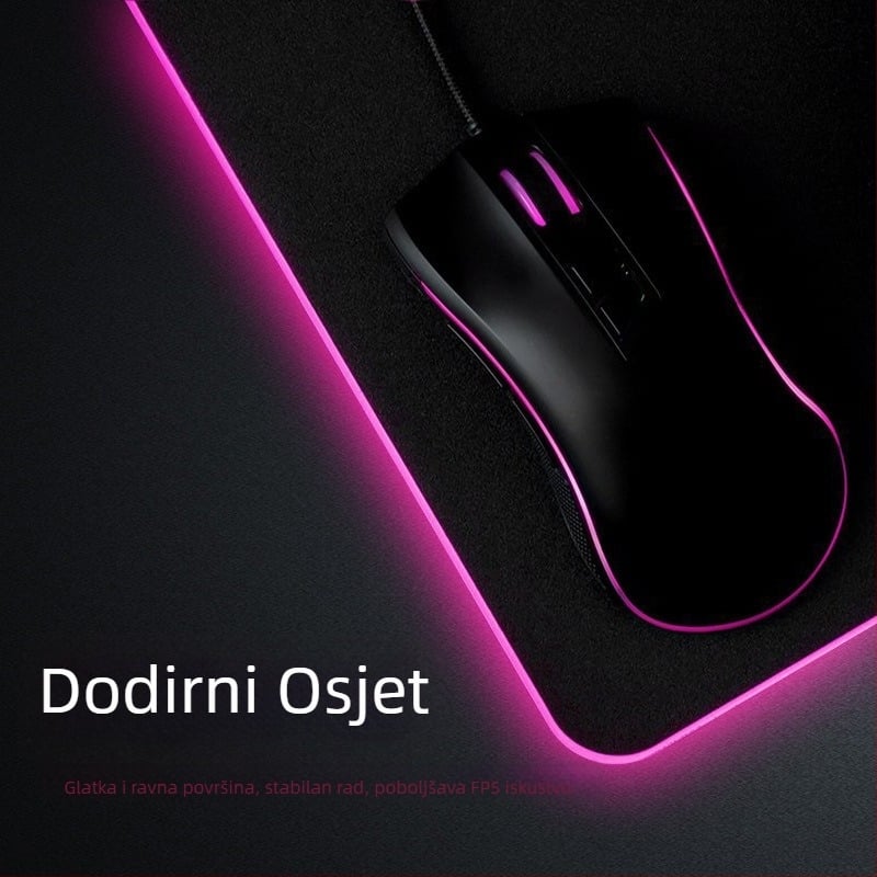 Star Mouse Pad s LED osvjetljenjem, gumeno-tkani materijal, jednostrana, gaming/e-sport stil, toplinski prijenos, otisnuti logo