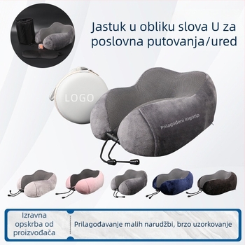 U-oblik jastuk za vrat od memorijske pjene, za uredske odmore i putovanja, navlaka od kristalnog pliša