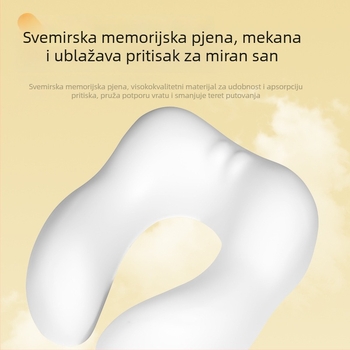 U-oblik jastuk za vrat od memorijske pjene, za uredske odmore i putovanja, navlaka od kristalnog pliša