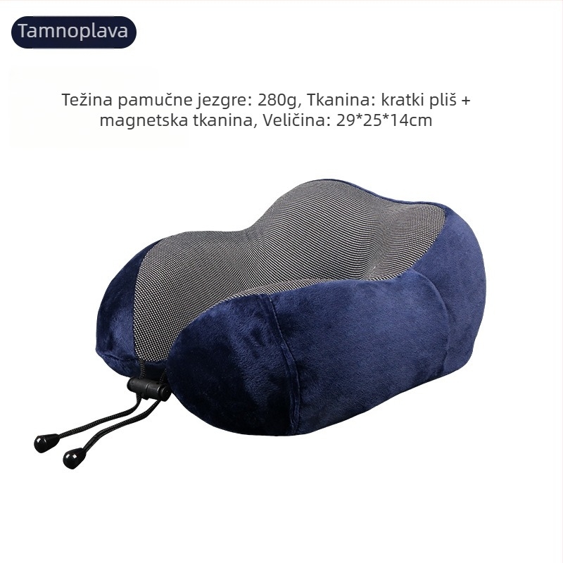 U-oblik jastuk za vrat od memorijske pjene, za uredske odmore i putovanja, navlaka od kristalnog pliša