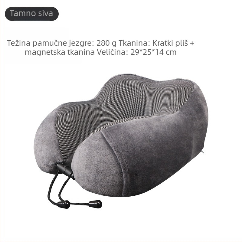 U-oblik jastuk za vrat od memorijske pjene, za uredske odmore i putovanja, navlaka od kristalnog pliša