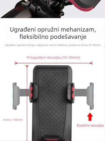 Četiri u jedan set za bicikl: prednje svjetlo, zvono, držač za telefon i vanjska baterija — Marka Anqi Race; prilagodba obrade: Da; licencirana privatna oznaka: Da