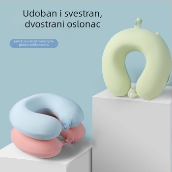 U-oblikovani putni jastuk s memory pjenom, hladna svila tkanina, moderni minimalistički dizajn, lagan do 0,5 kg