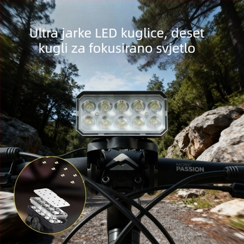 Prednje svjetlo za planinski bicikl – vodootporno, 4000mAh baterija, USB-C napajanje, montaža remenom, model HYD-Z054