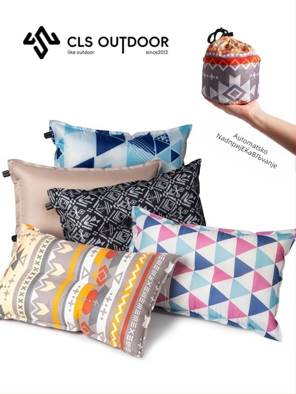 CLS napuhujuća jastučnica za putovanja i kampiranje, ručna pumpa, za 1 osobu, 243 g, materijali koža, PU i pjena visoke gustoće