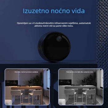 CAMSOY C12 Bežična Wi‑Fi kamera za nadzor, 3MP/2K, objektiv 2.8°, PIR detekcija pokreta, noćno snimanje do 10 m, unutarnja uporaba