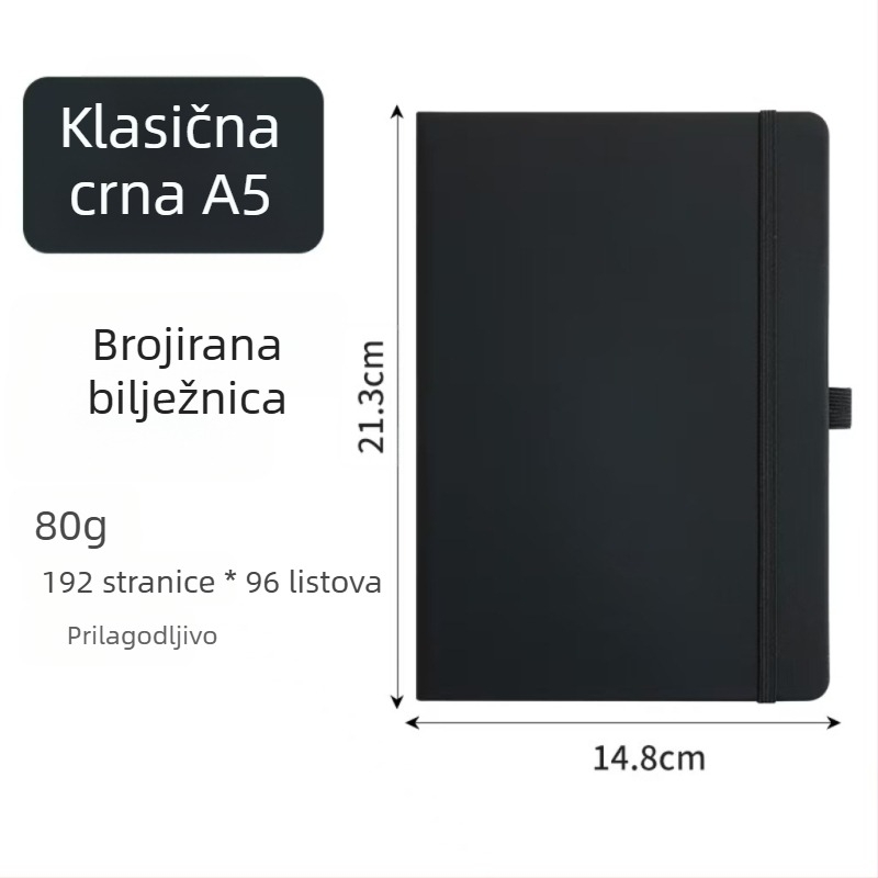 Bilježnica s tvrdim uvezom i kožnim izgledom, ljepilo spajanje, Daolin papir, 80 g/m², 100–200 stranica