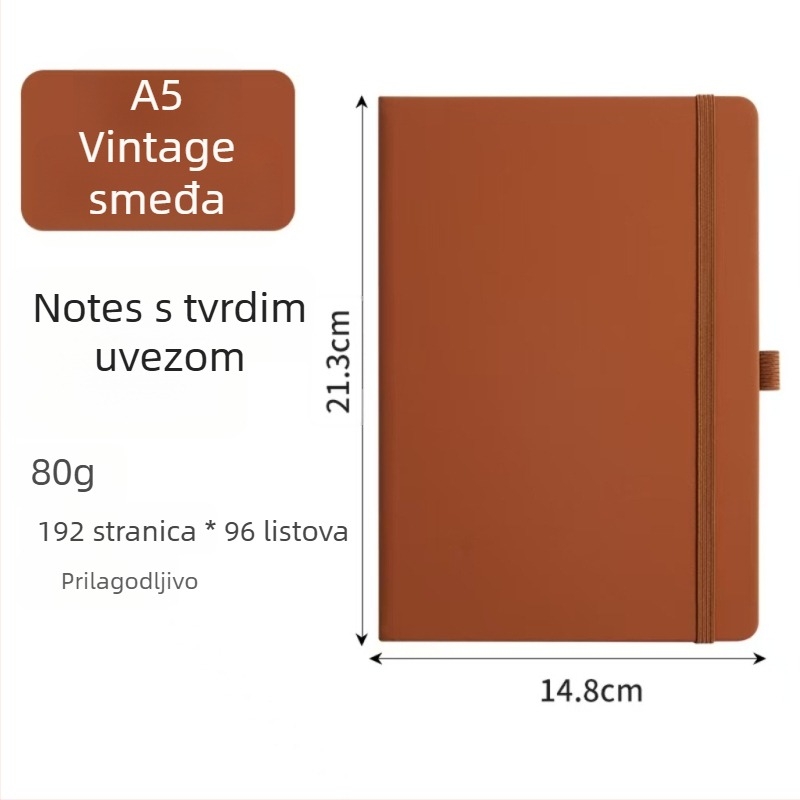 Bilježnica s tvrdim uvezom i kožnim izgledom, ljepilo spajanje, Daolin papir, 80 g/m², 100–200 stranica