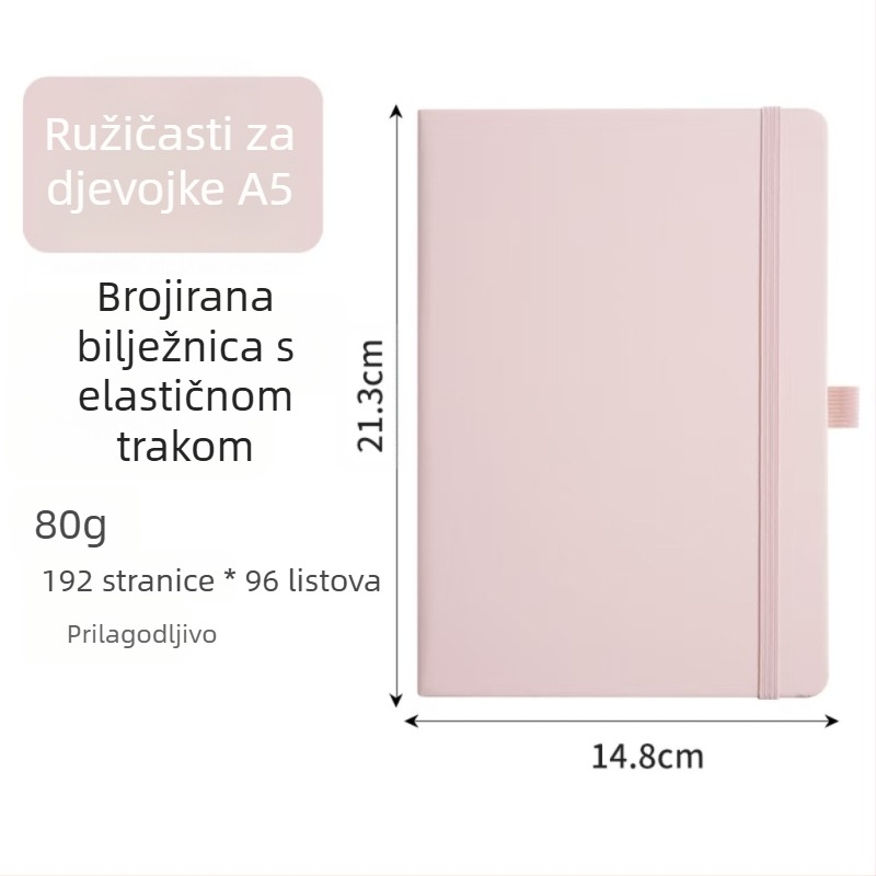 Bilježnica s tvrdim uvezom i kožnim izgledom, ljepilo spajanje, Daolin papir, 80 g/m², 100–200 stranica