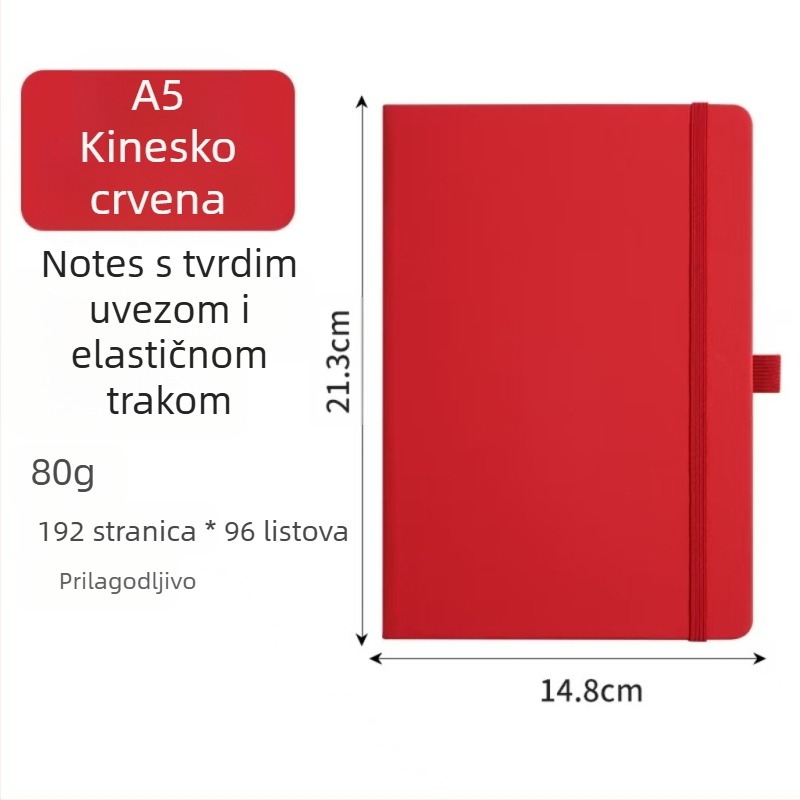 Bilježnica s tvrdim uvezom i kožnim izgledom, ljepilo spajanje, Daolin papir, 80 g/m², 100–200 stranica