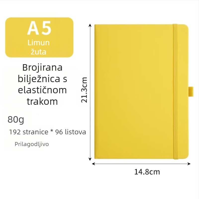 Bilježnica s tvrdim uvezom i kožnim izgledom, ljepilo spajanje, Daolin papir, 80 g/m², 100–200 stranica