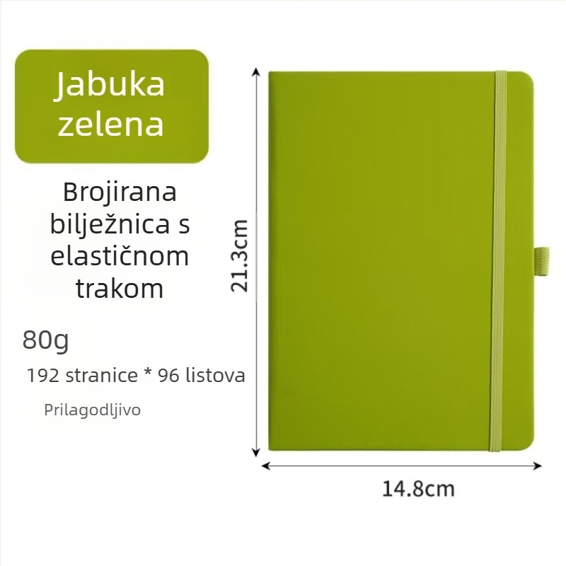 Bilježnica s tvrdim uvezom i kožnim izgledom, ljepilo spajanje, Daolin papir, 80 g/m², 100–200 stranica