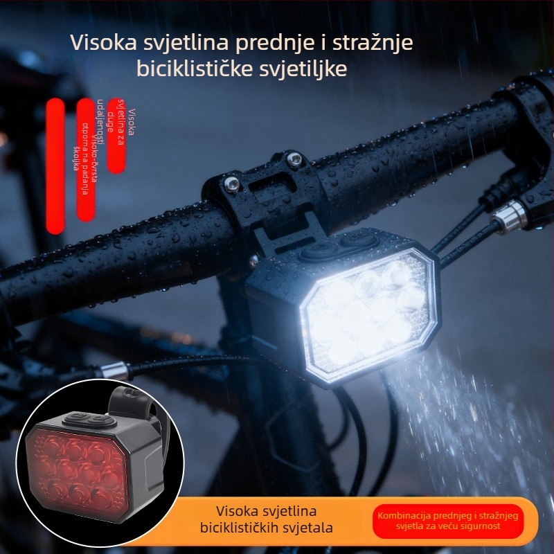 Gelin Q9 Set svjetala za bicikl: prednja i stražnja, USB punjiva, vodootporna MTB rasvjeta za vanjsku upotrebu, visoka svjetlost