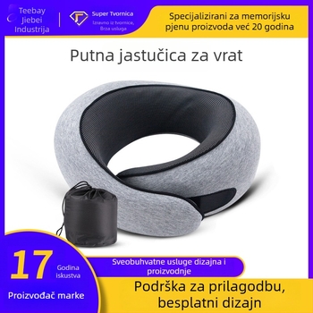 Jastuk za vrat od memorijske pjene, U-oblik, prijenosni putnički jastuk, prilagodljiv za odrasle, visina 10,1–15 cm, masa 0–0,5 kg