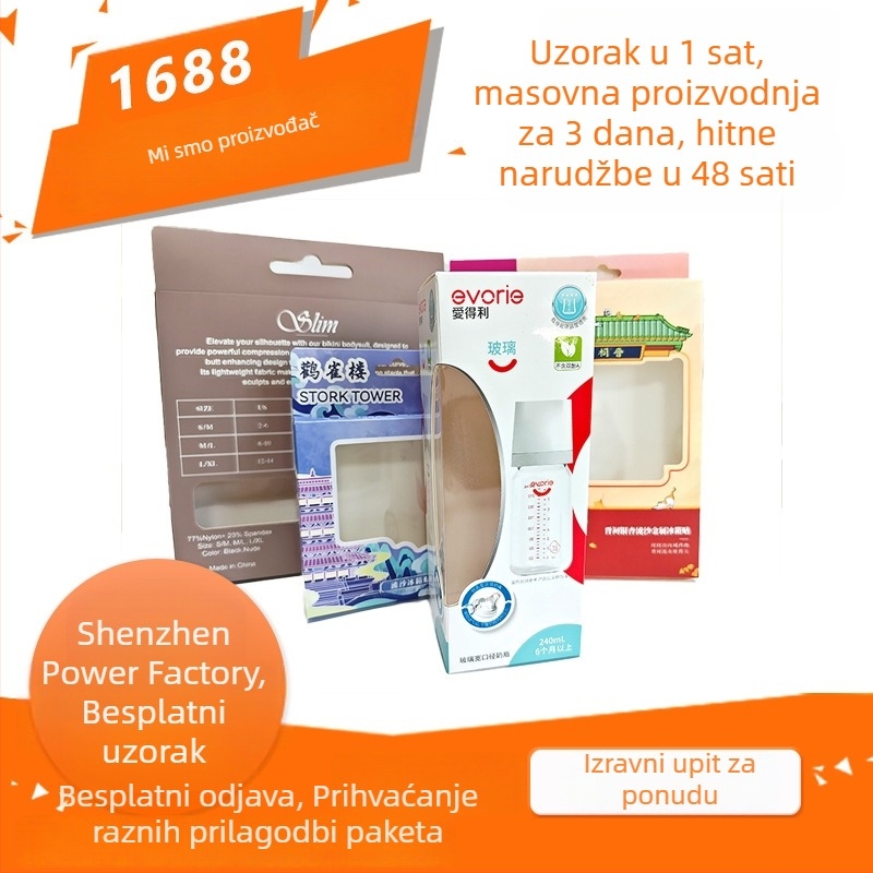 Valovita kutija za pakiranje s prozorom, prilagođeni tisak (offset, sitotisak, UV, toplinski otisak), kartonska konstrukcija
