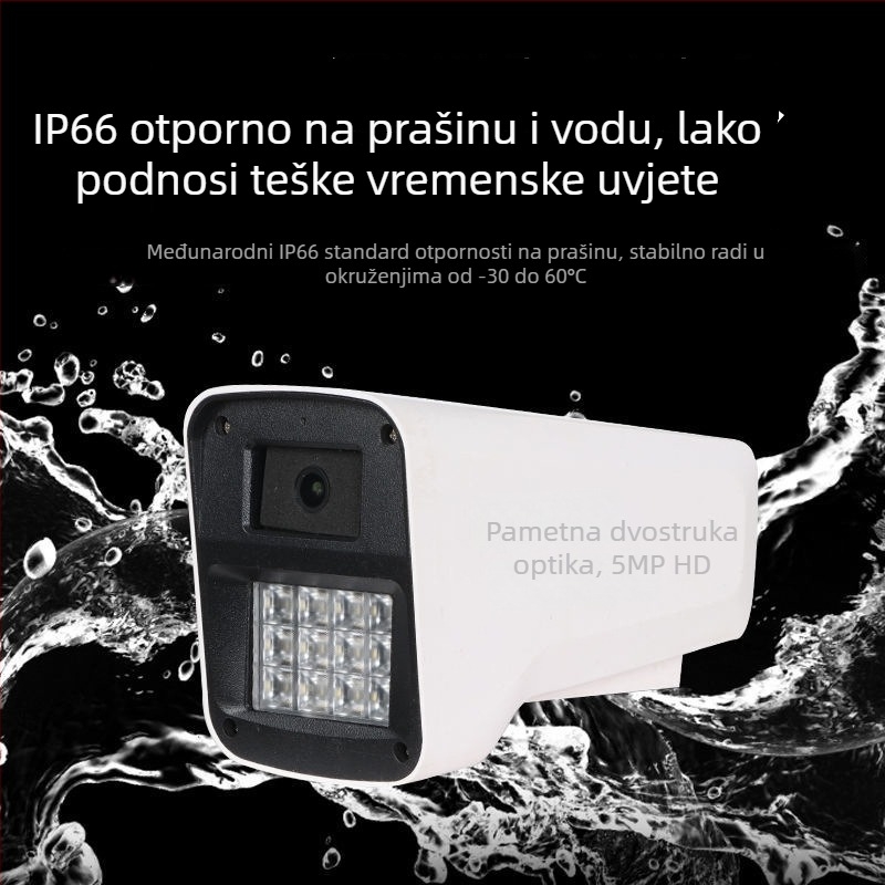 Pištolj‑oblik nadzor kamera, vanjska vodootporna, s 4 mm objektivom, 600TVL, 0.001 lux, IR noćni domet do 30–50 m.