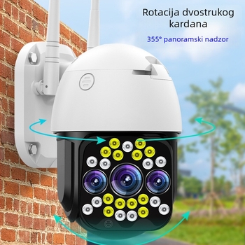 Kućna kamera za nadzor sa noćnim vidom, HD, 360° pogled, Wi-Fi, bežična mrežna kamera za unutarnju i vanjsku upotrebu