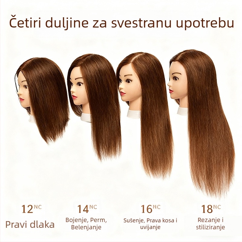 Kim Hee Glava manekena od pravih ljudskih vlasi za obuku frizera, Perm stil, može se obojiti, Model 01