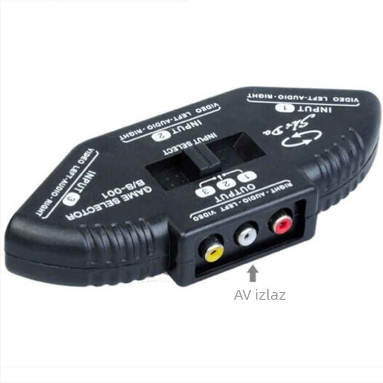 AV prekidač/distributer, 3 izlaza/1 izlaz i 2 izlaza/1 izlaz, model A237, rezolucija 720p, za televizor