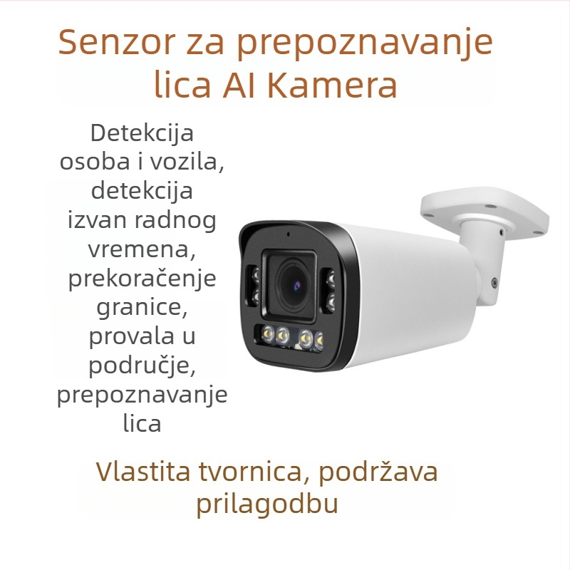 IP kamera s 5x zumom i AI prepoznavanjem lica, PoE (IR domet 30; radna temperatura -10–60°C; metalno kućište; unutarnja/ vanjska upotreba)