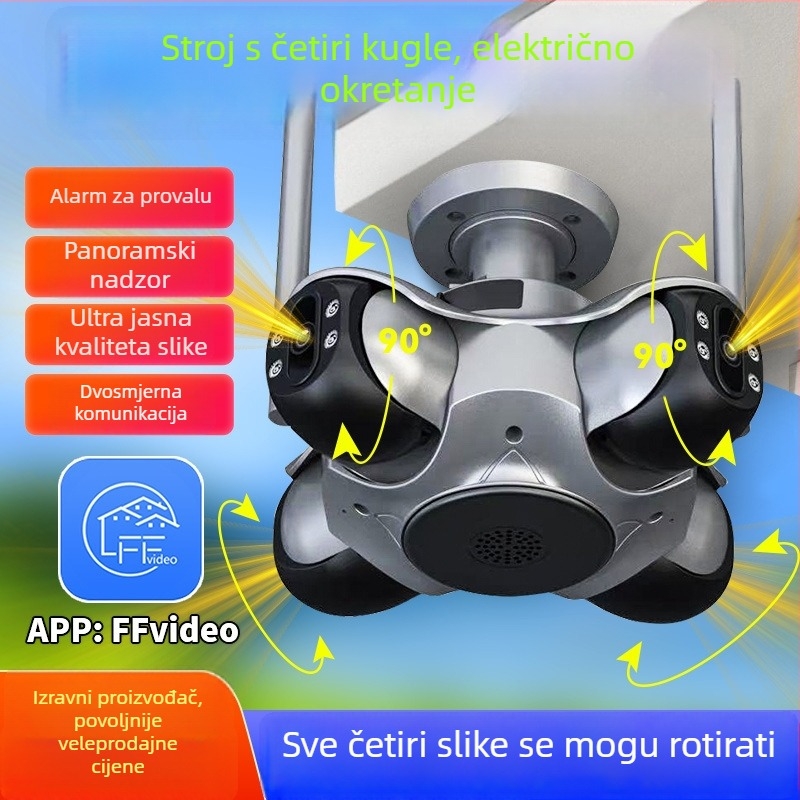 Pametna vanjska kamera za nadzor, 4MP, objektiv 4 mm, noćno viziranje, bežični Wi‑Fi, cloud skladište