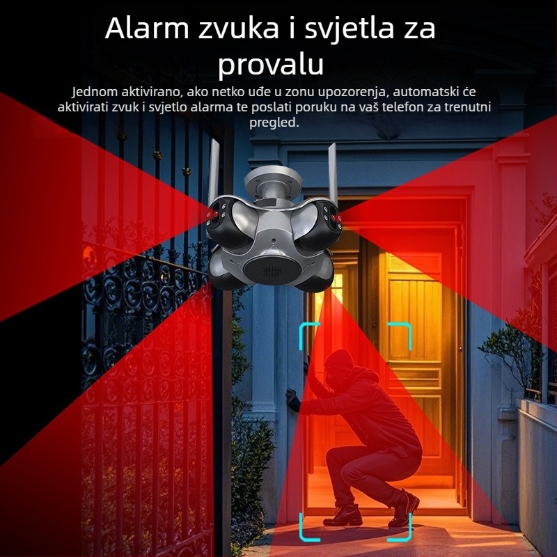 Pametna vanjska kamera za nadzor, 4MP, objektiv 4 mm, noćno viziranje, bežični Wi‑Fi, cloud skladište