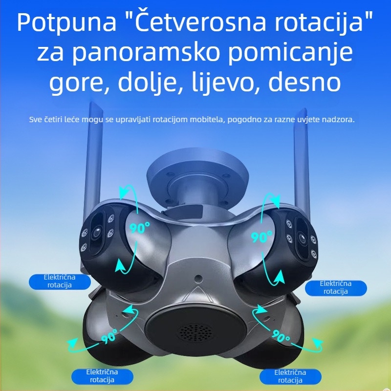 Pametna vanjska kamera za nadzor, 4MP, objektiv 4 mm, noćno viziranje, bežični Wi‑Fi, cloud skladište