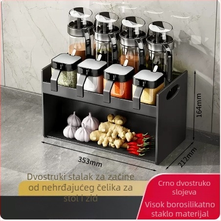 Staklena posuda za začine – sol, MSG i ulje, lagani luksuz kuhinjski pribor, Jiuding Bathroom, prvoklasna kvaliteta, Wenzhou