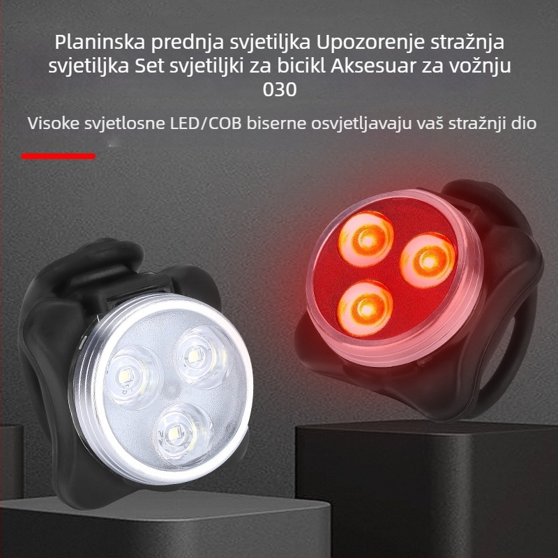 COB set svjetala za bicikl: USB punjivo prednje svjetlo i stražnje svjetlo za planinski bicikl, model 030