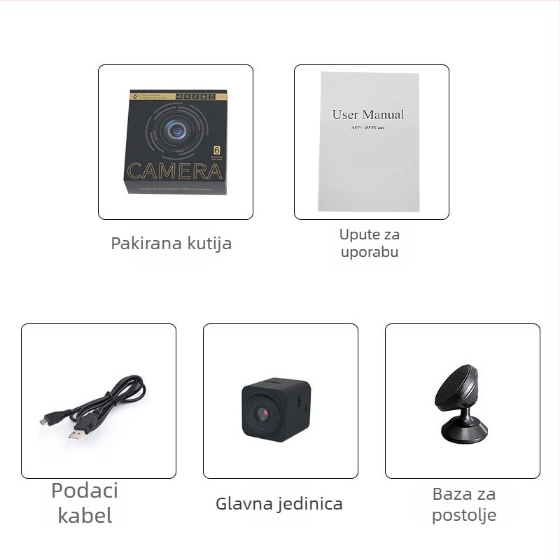 AS02 Bežična Wi‑Fi kamera s infracrvenim noćnim vidom i dvosmjernom komunikacijom, microSD pohrana