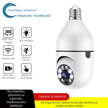 A6 žarulja kamera s WiFi, noćni vid, HD snimanje, TF kartica pohrana, E27 kućište
