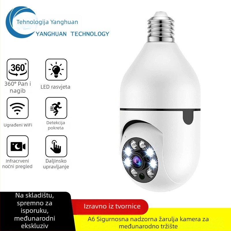A6 žarulja kamera s WiFi, noćni vid, HD snimanje, TF kartica pohrana, E27 kućište