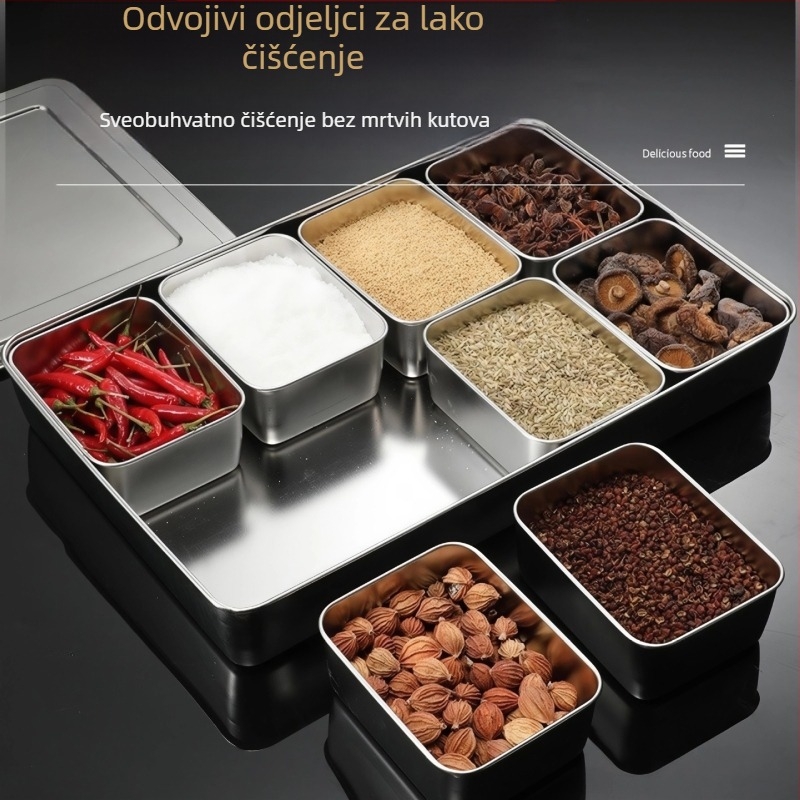 Nerđajući čelični kutija za začine s poklopcem, kvadratnog oblika, za tekuće začine, komercijalna kuhinja