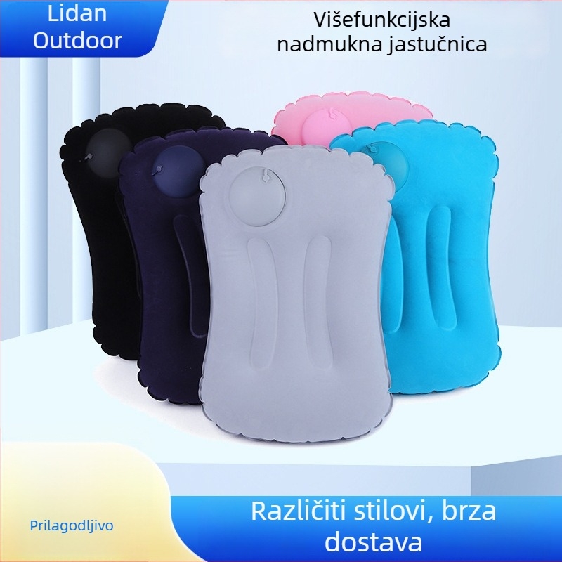 Lidan PVC flokirani napuhavajući jastuk za vrat – putni jastuk s prilagodljivom debljinom